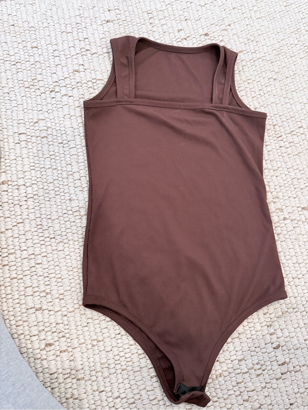Women’s Ribbed Brown Square-Neck Bodysuit
